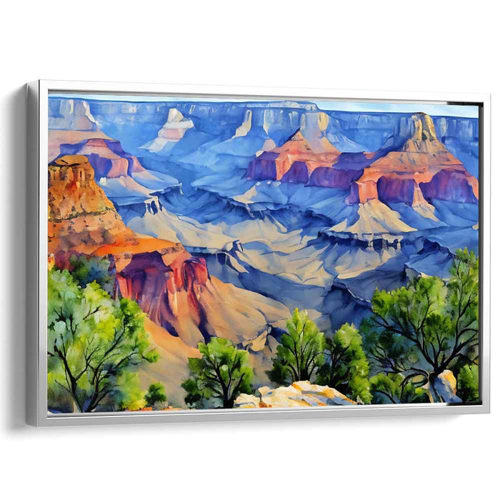 Color Symphony Over Horizon: Vivid Watercolor Landscape Canvas Art