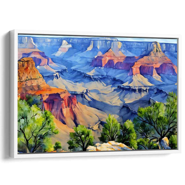 Color Symphony Over Horizon: Vivid Watercolor Landscape Canvas Art
