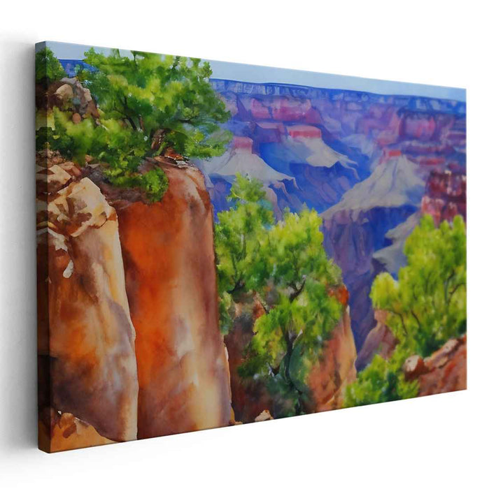 Verdant Cliffs Interlace: Lush Greenery Meets Majestic Cliffs Canvas Art