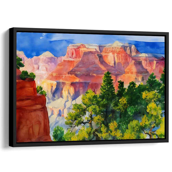Enchanting Palette Nature's Fire: Lush Green and Fiery Red Landscape Canvas Art Print