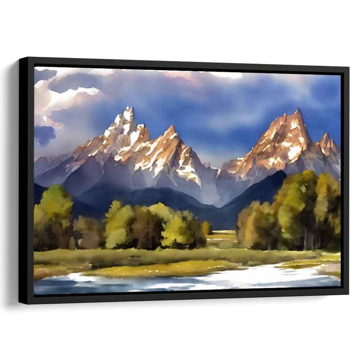 Water's Calm Embrace: Serene Landscape Watercolor Art Print