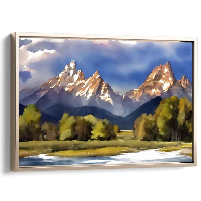 Water's Calm Embrace: Serene Landscape Watercolor Art Print