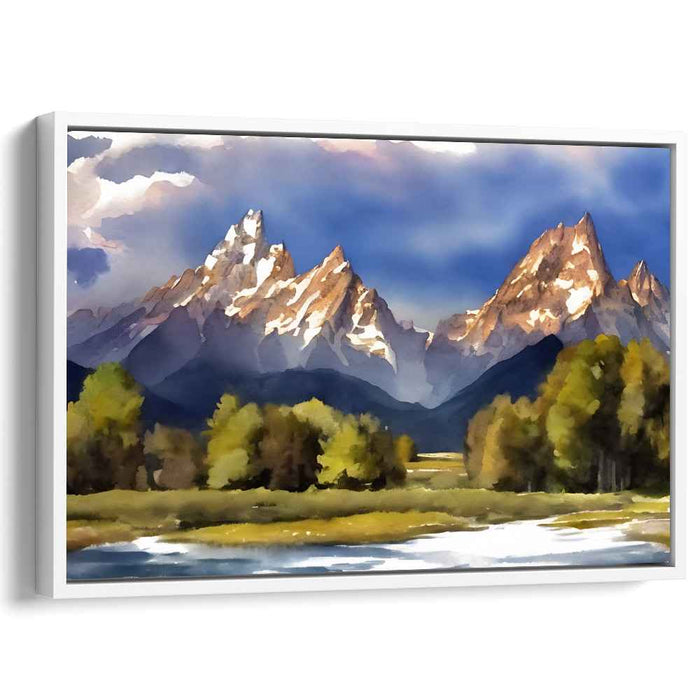 Water's Calm Embrace: Serene Landscape Watercolor Art Print