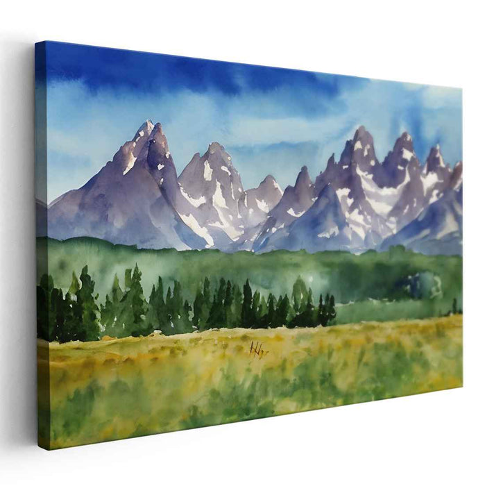 Nebulous Streams: Watercolor Landscape Canvas Art Print