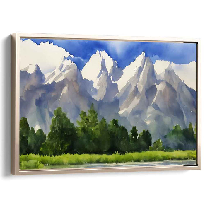 Ripple Serenity Symphony: Tranquil Landscape Watercolor Art Print