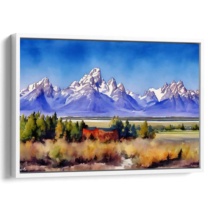 Crisp Summit Glow: Majestic Mountain and Autumn Foliage Landscape Art Print