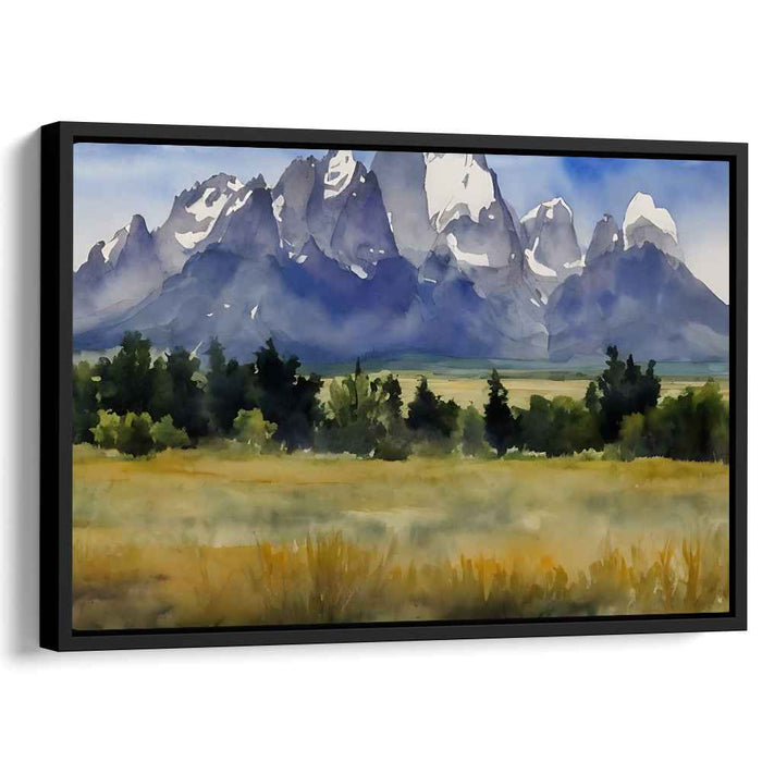 Misty Serenity Echo: Watercolor Landscape Canvas Art Print