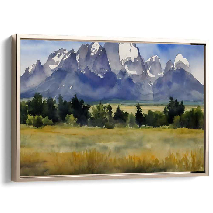 Misty Serenity Echo: Watercolor Landscape Canvas Art Print