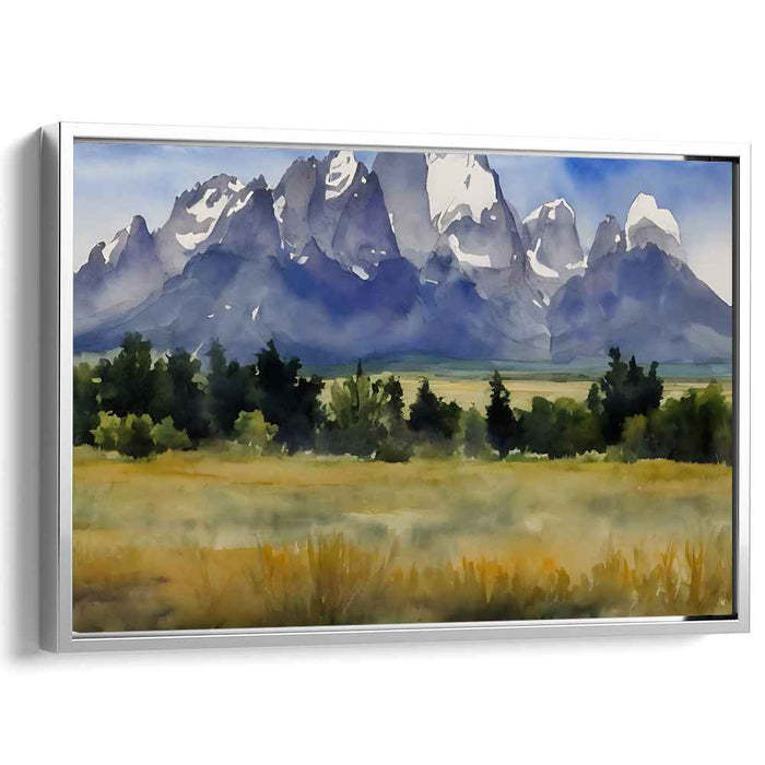 Misty Serenity Echo: Watercolor Landscape Canvas Art Print