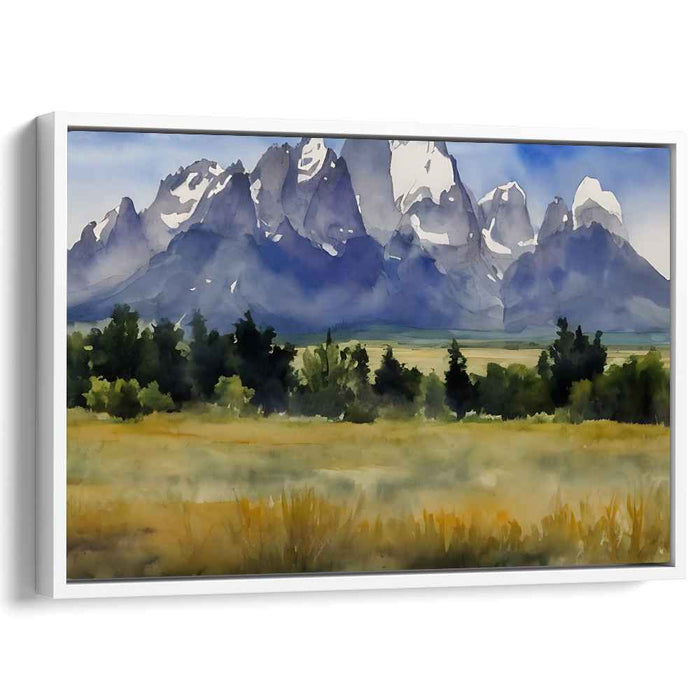 Misty Serenity Echo: Watercolor Landscape Canvas Art Print