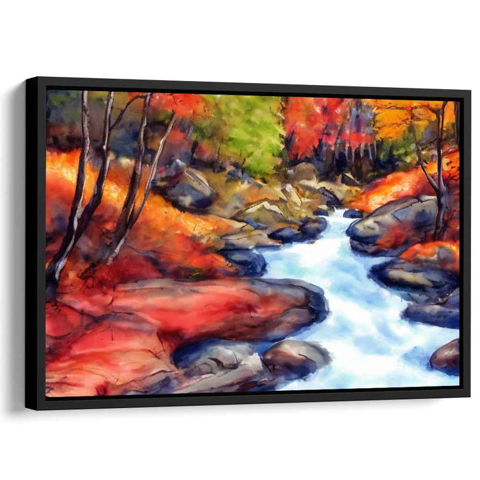 Forest Serenade: Watercolor Forest Stream Canvas Art Print