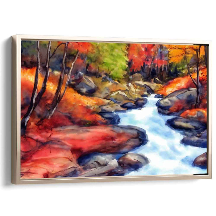 Forest Serenade: Watercolor Forest Stream Canvas Art Print