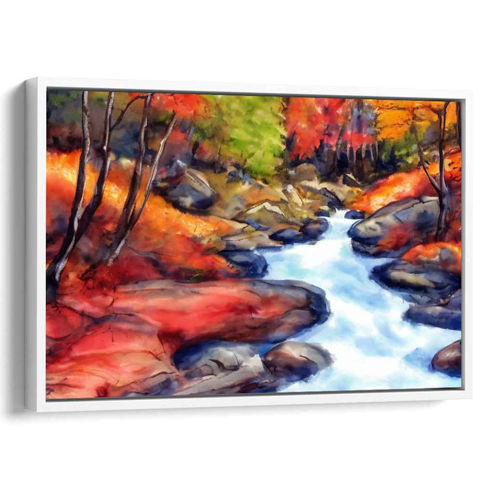 Forest Serenade: Watercolor Forest Stream Canvas Art Print