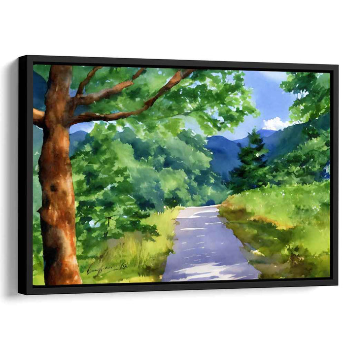 Calm Horizon Painting: Tranquil Nature Watercolor Landscape