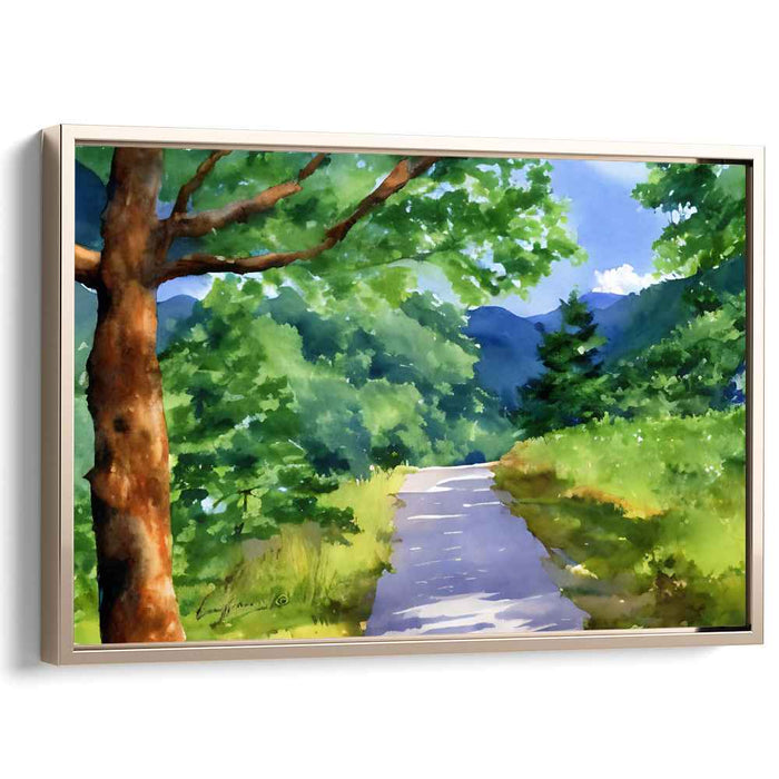 Calm Horizon Painting: Tranquil Nature Watercolor Landscape