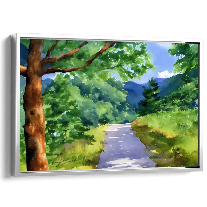 Calm Horizon Painting: Tranquil Nature Watercolor Landscape