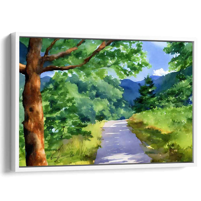 Calm Horizon Painting: Tranquil Nature Watercolor Landscape