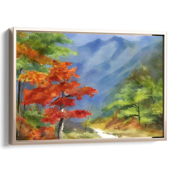 Serenity Peak Halcyon Hues: Tranquil Mountain Landscape Watercolor Art