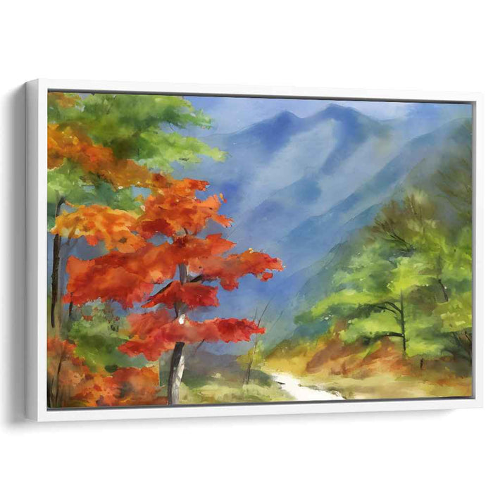 Serenity Peak Halcyon Hues: Tranquil Mountain Landscape Watercolor Art