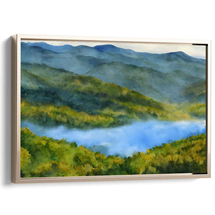 Morning Mist: Serene Mountain Landscape Canvas Art Print