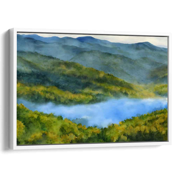 Morning Mist: Serene Mountain Landscape Canvas Art Print