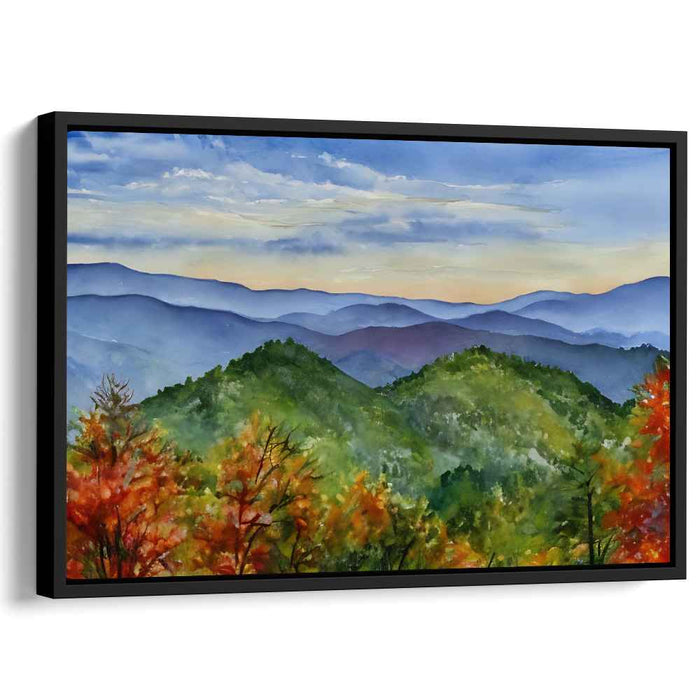 Ink Blot Mountain Majesty: Watercolor Mountain Vista Canvas Art
