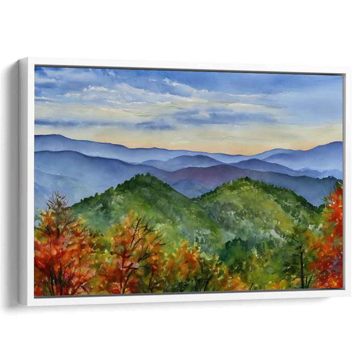 Ink Blot Mountain Majesty: Watercolor Mountain Vista Canvas Art