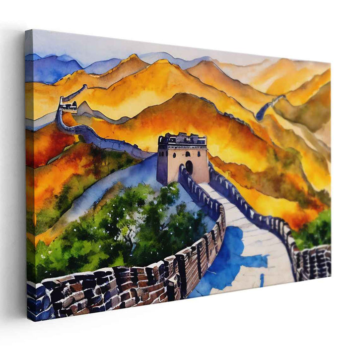 Majestic Wander: The Great Wall of China in Vibrant Hues Canvas Art Print