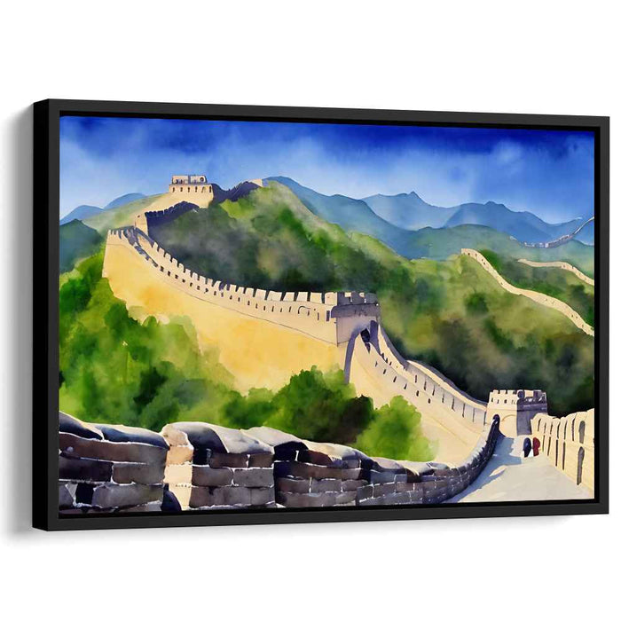 Ancient Sentinel Stretching Skies: The Great Wall of China Landscape Canvas Art Print