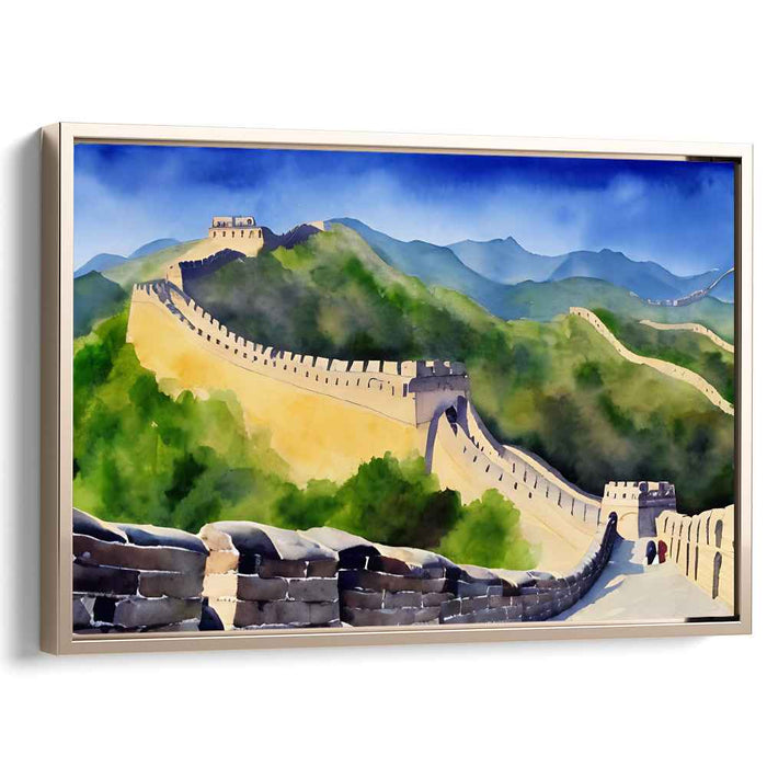 Ancient Sentinel Stretching Skies: The Great Wall of China Landscape Canvas Art Print