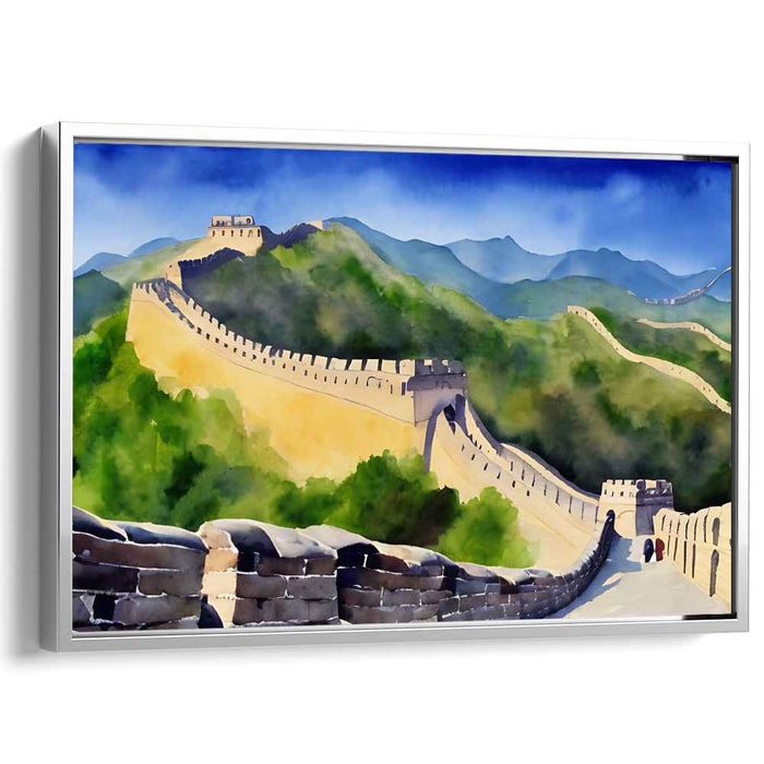 Ancient Sentinel Stretching Skies: The Great Wall of China Landscape Canvas Art Print