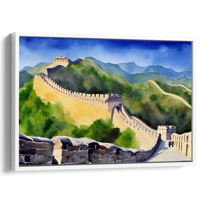 Ancient Sentinel Stretching Skies: The Great Wall of China Landscape Canvas Art Print