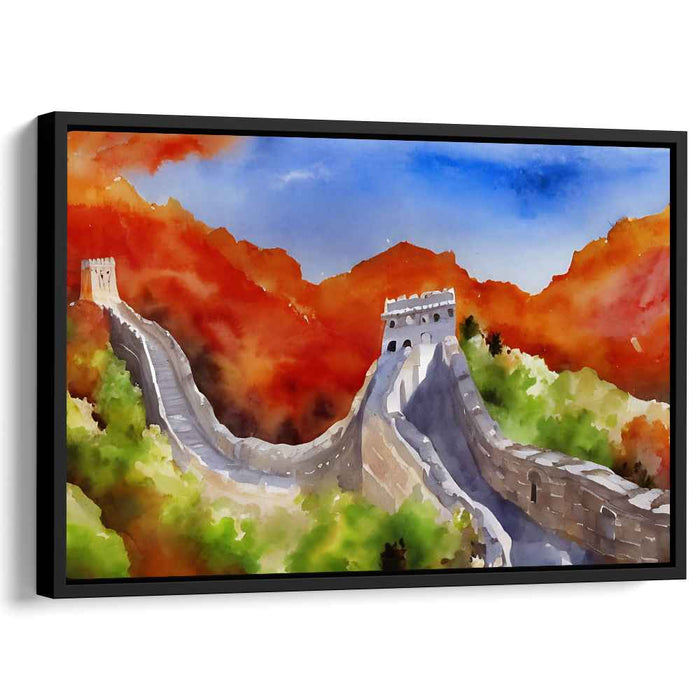 Misty Echoes of Dynasty: Watercolor Great Wall of China Landscape