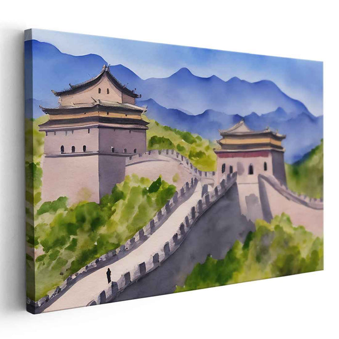 Ink Stone Chronicles: Watercolor Panorama of the Great Wall of China