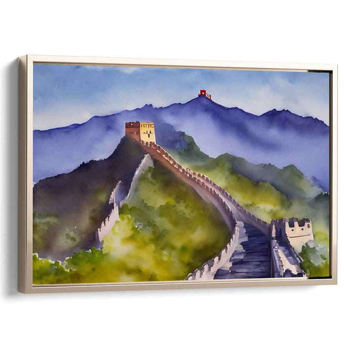 Wall of Brushstrokes: Impressionist Watercolor of the Great Wall of China