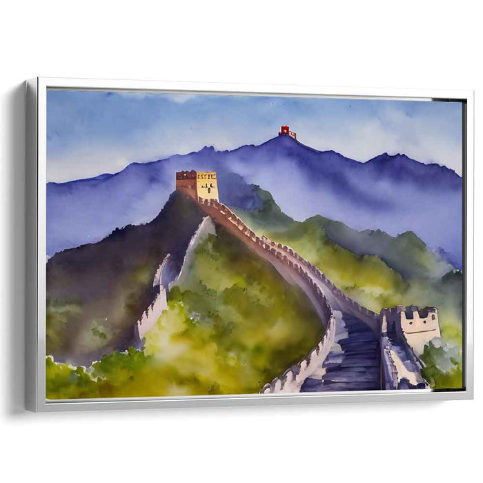 Wall of Brushstrokes: Impressionist Watercolor of the Great Wall of China