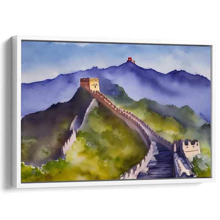 Wall of Brushstrokes: Impressionist Watercolor of the Great Wall of China