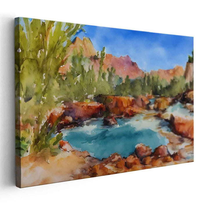 Whispers Of Tranquil Streams: Serene Landscape Watercolor Painting