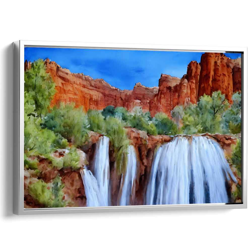 Flowing Mirage Dreamscape: Realistic Landscape Waterfall Canvas