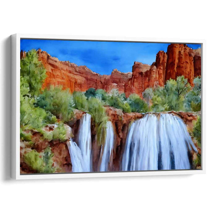 Flowing Mirage Dreamscape: Realistic Landscape Waterfall Canvas Art Print