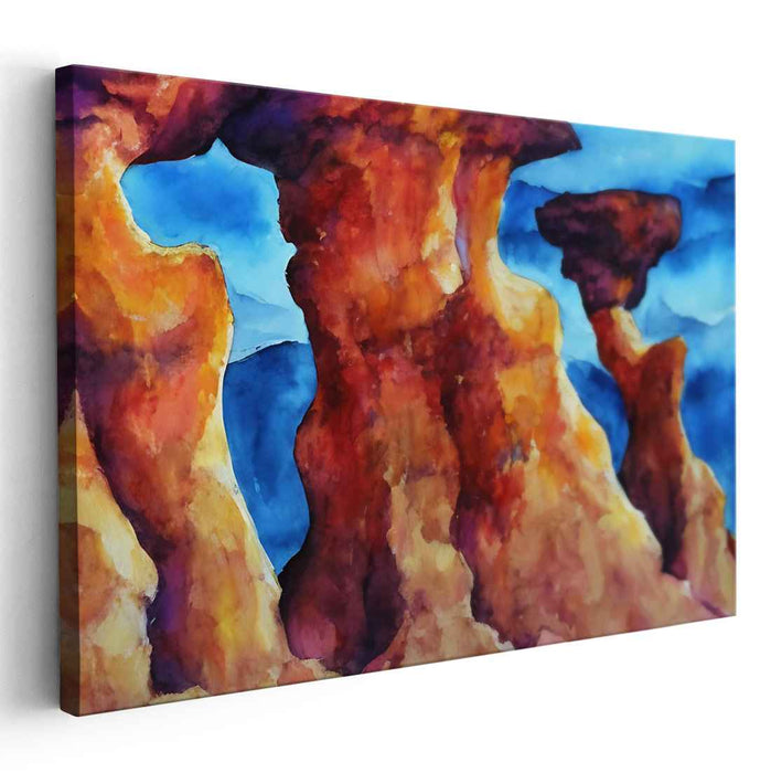 Ethereal Formations: Abstract Watercolor Landscape Art Print