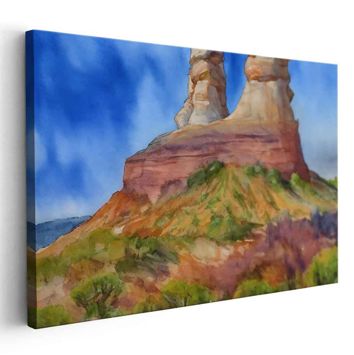 Tranquil Aqua Serenity: Serene Landscape Watercolor Painting