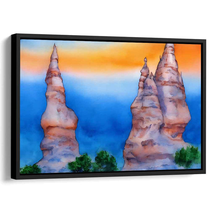 Desert Spires at Sunset: Watercolor Mastery of Tranquil Landscapes