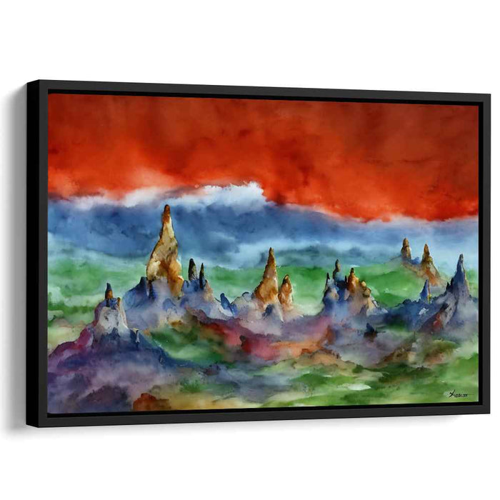 Chromatic Dreamland: A Vivid Watercolor Landscape Canvas Art