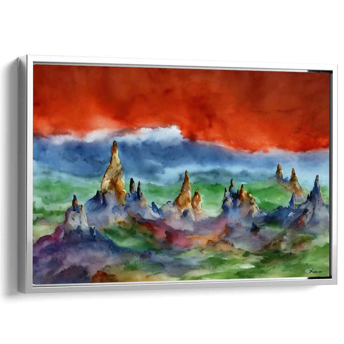 Chromatic Dreamland: A Vivid Watercolor Landscape Canvas Art
