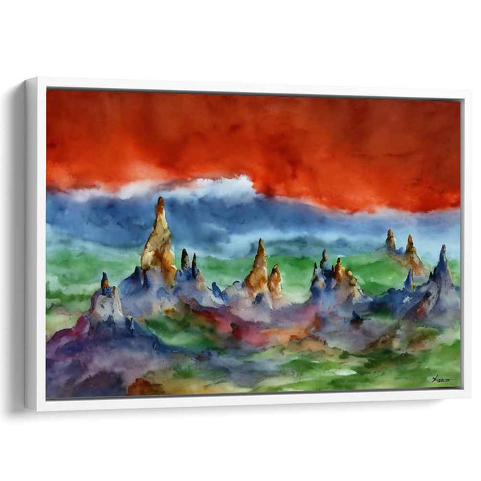 Chromatic Dreamland: A Vivid Watercolor Landscape Canvas Art
