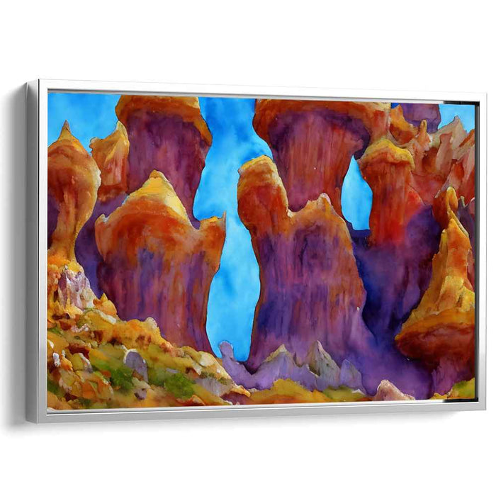 Sapphire Sentinels: Vibrant Rock Formations Under a Blue Sky