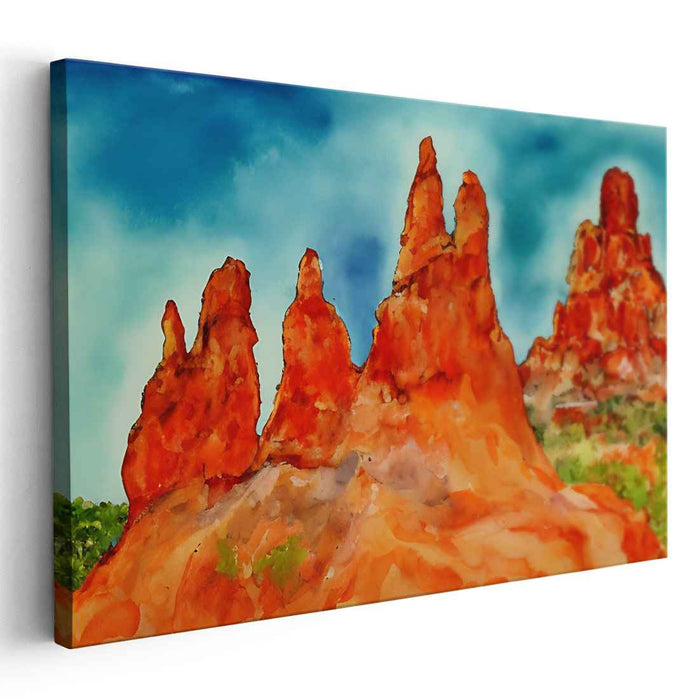 Ruby Echoes: Watercolor Interpretation of Red Rock Formations