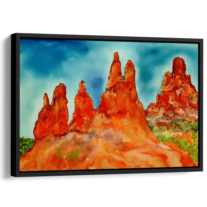 Ruby Echoes: Watercolor Interpretation of Red Rock Formations