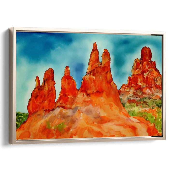 Ruby Echoes: Watercolor Interpretation of Red Rock Formations